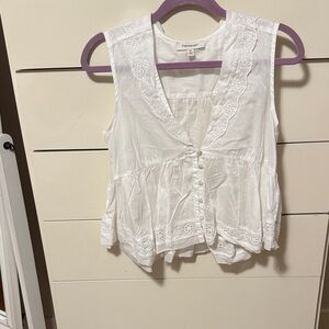 Francesca's Collections White Eyelet Sleeveless Blouse
